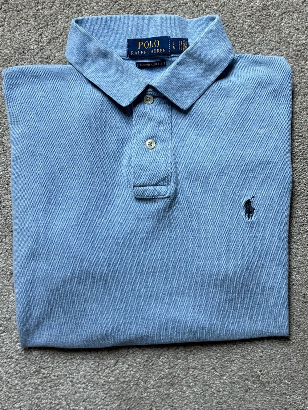 Ralph Lauren Men’s Polo Shirt in Light Blue with Navy Pony